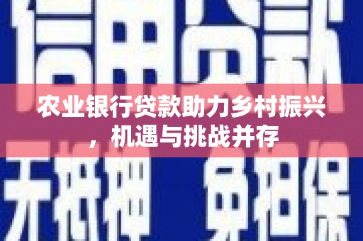 鼓楼农业银行贷款助力乡村振兴，机遇与挑战并存