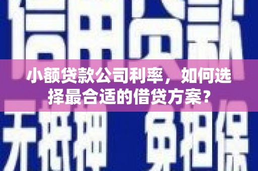 鼓楼小额贷款公司利率，如何选择最合适的借贷方案？