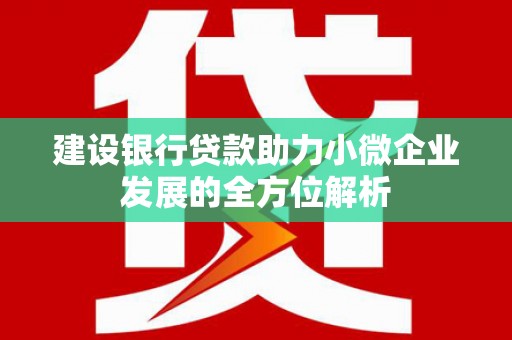 鼓楼建设银行贷款助力小微企业发展的全方位解析