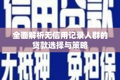 鼓楼全面解析无信用记录人群的贷款选择与策略